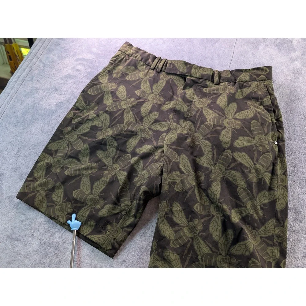 RLX Ralph Lauren Mens Golf Shorts 34 Green Bee Insect Print Performance Stretch
